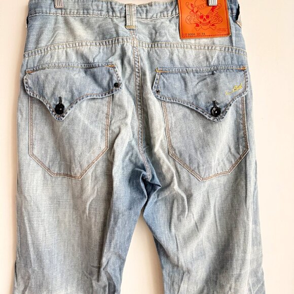 Vintage Ed Hardy Light Wash Relaxed fit 100% Cotton Lightweight Jeans 34x34 - Picture 5 of 6